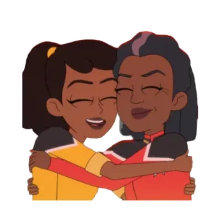 💖 Star Trek: Lower Decks star trek, abraçando, lower decks, desenho animado, amigos, série de tv, animado telegram sticker