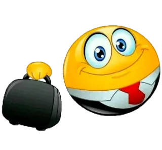 🤓 emoji, businessman, cartoon, suitcase, tie, smiley face telegram sticker