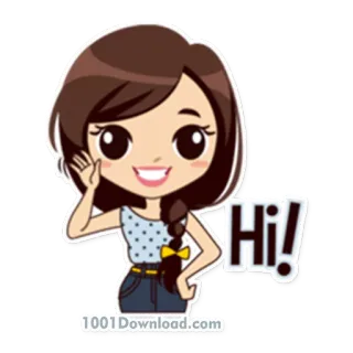 🖐 Hi! cartoon, greeting, waving, cute, girl, animated telegram sticker