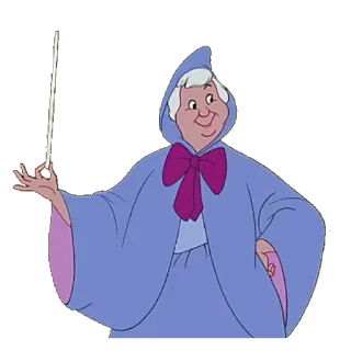 🙃 Fairy Godmother Cinderella ibu peri, cinderella, disney, sihir, tongkat ajaib whatsapp sticker