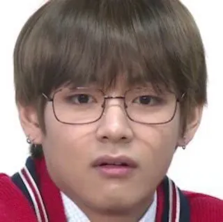 😯 portrait, person, glasses, man, kpop, V, BTS telegram sticker