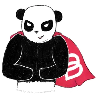 💪 Panda, Animal, Ours, Dessin animé, Cape rouge, Autocollant whatsapp sticker