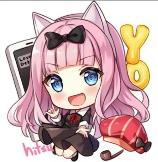 💝 Chika Fujiwara Kaguya-sama: Love Is War YO Anime, Chibi, Chika Fujiwara, Kaguya-sama: Love is War, Mignon, Dessin animé, Autocollant telegram sticker
