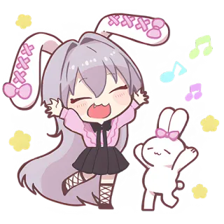 💃 Anime, Konijn, Schattig, Kawaii, Manga, Konijn, Personage telegram sticker