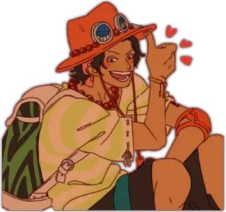 👍 Ace One Piece Аниме, Персонаж, One Piece, Эйс, Улыбается, Большой палец вверх telegram sticker