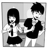 💃 มาราคัส, คู่รัก, ร้องเพลง, การ์ตูน, ขาวดำ, เพลง telegram sticker