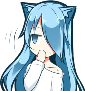 😒 Anime, Dessin animé, Oreilles de chat, Mignon, Cheveux bleus whatsapp sticker