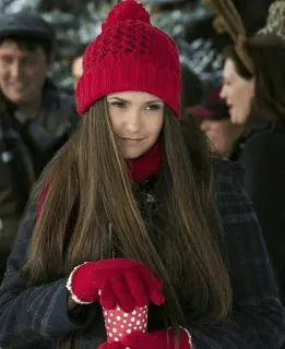 🥀 woman, winter, hat, red, gloves, portrait, snow telegram sticker