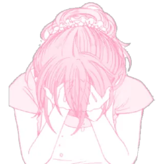 😞 Anime, Rosa, Chica, Triste, Llorando, Emocional telegram sticker
