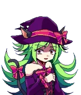 🧪 anime, witch, girl, cat ears, pixel art telegram sticker