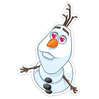 😍 Olaf Frozen Olaf, Frozen, Disney, Muñeco de nieve, Dibujos animados, Ojos de corazón whatsapp sticker