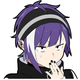 😶 Anime, Charakter, Lustig, Ausdruck, Cartoon, Lila Haare telegram sticker