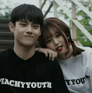 ☘ PEACHYYOUTH couple, young people, fashion, style, cute, portrait telegram sticker