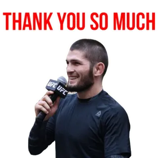 👍 Khabib Nurmagomedov THANK YOU SO MUCH khabib, nurmagomedov, ufc, mma, gracias whatsapp sticker
