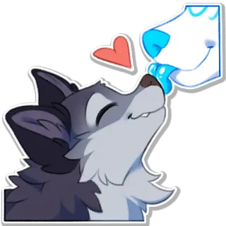 ☺️ wolf, love, kiss, heart, animal telegram sticker