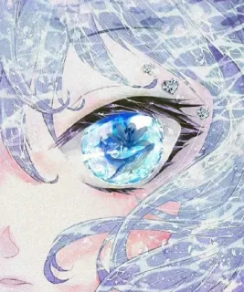 👁 目, アニメ, 女の子, 青, 水, ダイヤモンド, キラキラ telegram sticker