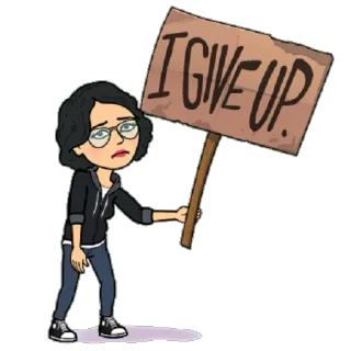😫 I GIVE UP. bitmoji, rendirse, triste, derrotado, agotado, dibujos animados telegram sticker