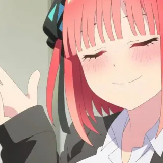 🍷 Nino Nakano The Quintessential Quintuplets anime, fofo, corado, sorrindo whatsapp sticker