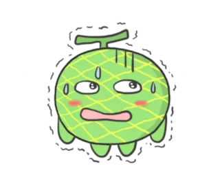 🍈 melone, frucht, cartoon, süß, verschwitzt, verängstigt, emoji telegram sticker
