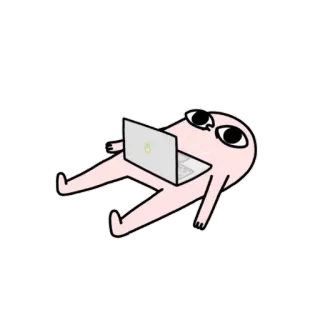 🙂 漫画, ラップトップ, ピンク, キャラクター, 面白い telegram sticker