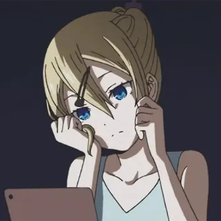 😞 Anime, Mädchen, müde, Cartoon, Digitale Kunst telegram sticker