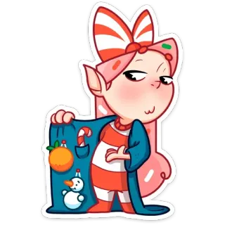 😏 elfo, navidad, fiestas, caramelo, dibujos animados telegram sticker