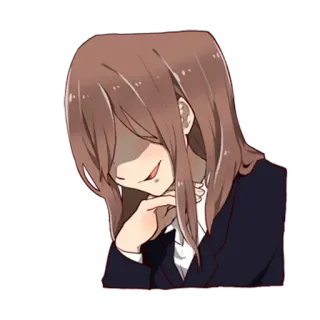 🙂 anime, mulher, sorriso irônico, maquiavélica, sombrio telegram sticker