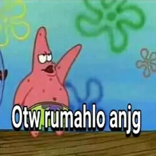 🗿 Patrick Star Spongebob Squarepants Otw rumahlo anjg Patrick Star, Spongebob Schwammkopf, Cartoon, Meme, lustig, Obszönität, Beleidigung telegram sticker