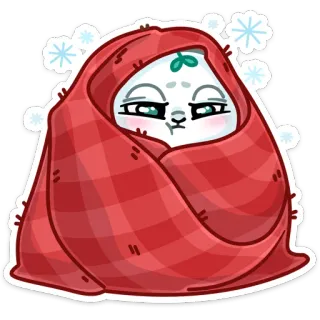 🤗 gato, cobertor, aconchegante, inverno, fofo, relaxar telegram sticker
