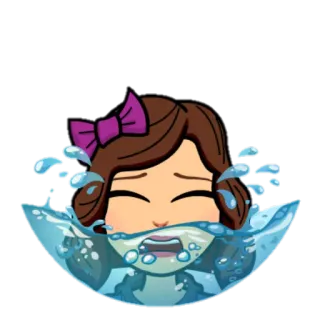😭 익사, 물, 공포, 만화, 소녀, 고통 telegram sticker