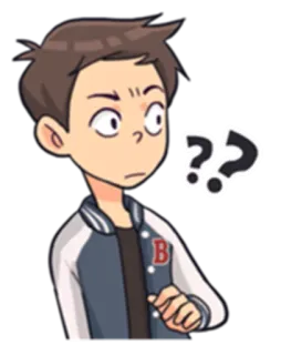 😕 ?? 質問, 混乱, 考え中, 不安, 疑問, 漫画 telegram sticker
