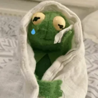 💧 Kermit Kermit la Rana, triste, piangere, coperta, meme telegram sticker