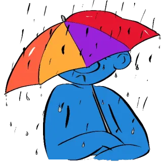 ☔ 傘, 雨, 悲しい, 青, カラフル, 天気 telegram sticker
