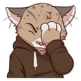 🤦‍♂️ chat, anthropomorphe, sweat à capuche, facepalm, furry, animal, dessin animé, autocollant telegram sticker