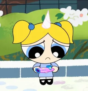 😔 Bubbles Powerpuff Girls Desenho animado, Unicórnio, Fofo, Triste, Chorando, As Meninas Superpoderosas, Florzinha telegram sticker