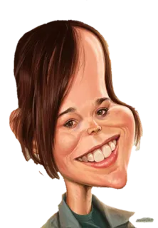 😬 Elliot Page карикатура, портрет, знаменитость, актер, иллюстрация telegram sticker