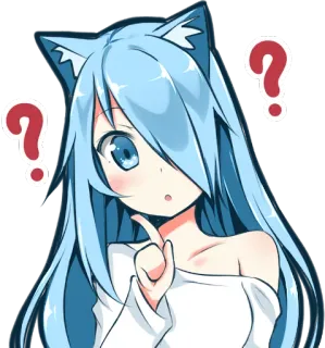 ❓ Anime, Fille chat, Point d'interrogation, Confus, Réflexion, Dessin animé, Mignon, Manga whatsapp sticker