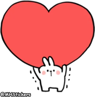❤️ @MHStickers coelho, coração, amor, fofo, animal, adesivo whatsapp sticker