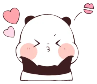 😘 Panda, Lindo, Kawaii, Beso, Amor, Emoji telegram sticker