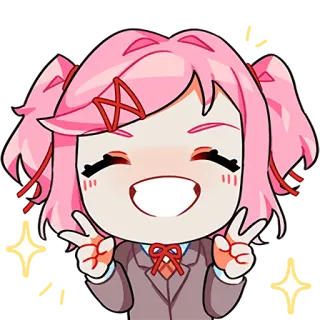 ✌ Natsuki 애니메이션, 만화, 귀여운, 소녀, 평화, 스티커 telegram sticker