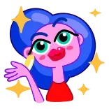 👋 Dibujo animado, Femenino, Brillos, Saludando, Animado, Personaje, Chica telegram sticker