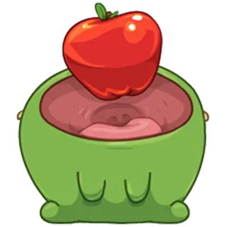🍎 apel, hijau, monster, kartun, mulut, makanan whatsapp sticker