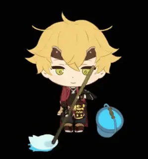 🧹 Thoma Genshin Impact anime, chibi, character, genshin impact, thoma, video game telegram sticker