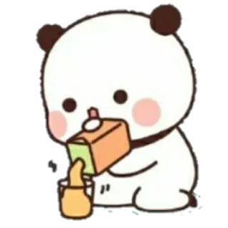 💘 Panda, Kreskówka, Słodki, Naklejka, Niedźwiedź, Kawaii, Picie telegram sticker