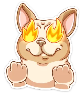 😡 cachorro, animal, desenho animado, chamas, olhos, bravo, fofo, adesivo telegram sticker