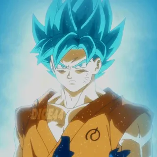 😎 Goku Dragon Ball goku, dragon ball, anime, super saiyan blue, cheveux bleus, combat, dessin animé telegram sticker