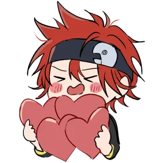 ❤️ Anime, Herzen, Süß, Cartoon, Chibi, Rote Haare telegram sticker