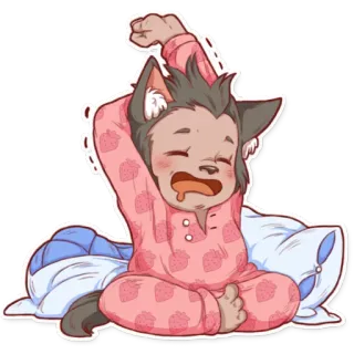 💤 Wolf, schläfrig, süß, Schlafanzug, Kawaii, Cartoon, faul whatsapp sticker