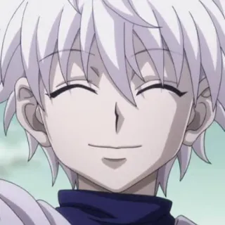 🇯🇵 Killua Zoldyck Hunter x Hunter anime, killua, hunter x hunter, smiling, white hair telegram sticker