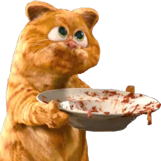 😢 Garfield cartoon, cat, orange, food, bowl, garfield telegram sticker